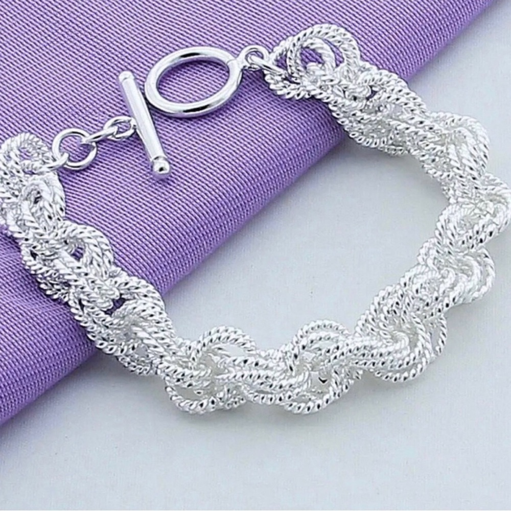 Sterling Silver Twisted Rope Link Bracelet